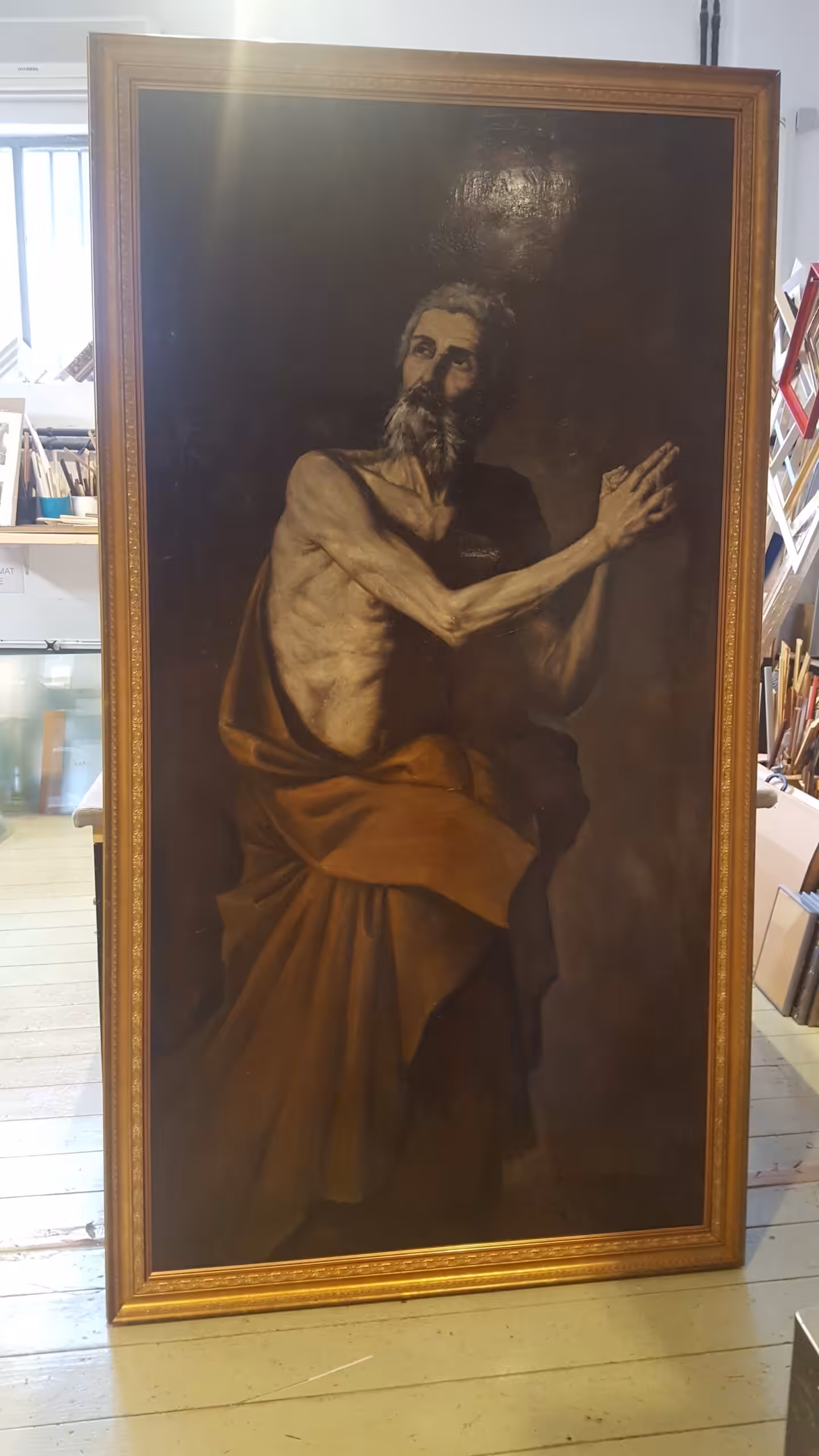 Θρησκευτικό έργο σε ψηλή χρυσή κορνίζα